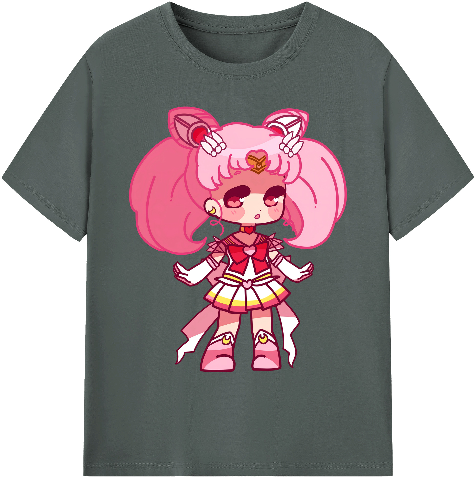 （画像用） 美少女戦士セーラームーン ちびうさ Sailor Moon Chibiusa Tsukino Usagi Small Lady Serenity 綿100％ メンズ半袖Tシャツ｜肌触りやわらか＆通気性